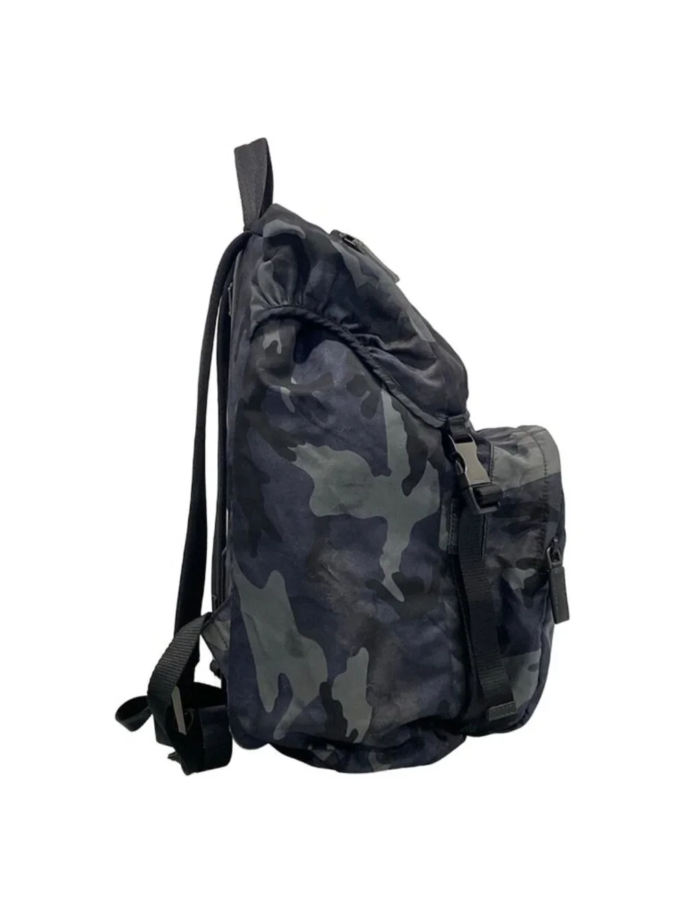 Prada Backpack Dark Navy Gray Multi Leather Tag Camouflage Pattern